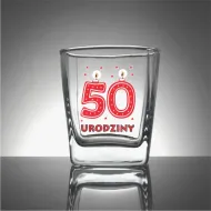 Szklanka whisky - 50 urodziny (świeczki czerwone)