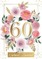 Karnet 3D z życzeniami - 60 Najlepsze życzenia (kwiaty)