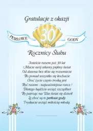 Dyplom - 30 Perłowe Gody - Gratulacje z okazji 30 Rocznicy Ślubu