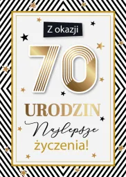 Karnet 3D z życzeniami - Z okazji 70 urodzin Najlepsze Życzenia