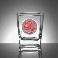Szklanka whisky - 40 urodziny (kółko, czerwony tekst)