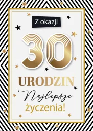 Karnet 3D z życzeniami - Z okazji 30 urodzin Najlepsze Życzenia