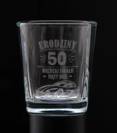 Szklanka whisky grawerowana - 50 urodziny wrzuć śmiało piąty bieg