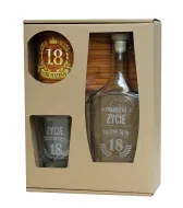 Karafka + szklanka whisky 18 - Prawdziwe życie zaczyna się po 18 (tekst grawerowany)