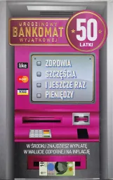 Karnet (rózowy) - Urodziny bankomat 50 latki