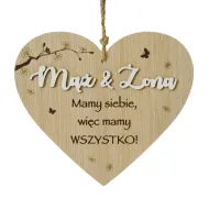 Drewniana sentencja serce - Mąż & Żona