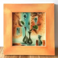 Obraz malowany na szkle - Kwiaty w wazonach