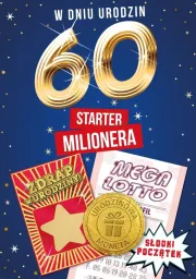 Karnet + zdrapka + urodzinowa moneta - W dniu 60 Urodzin starter milionera