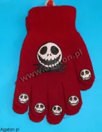 Rękawiczki na halloween - bordowe z dynią