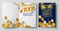 Karnet B6 - (baloniki) Wszystkiego najlepszego 100 lat zdrowia, szczęścia, powodzenia