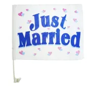 Flaga na samochód - Just Married - nowożeńcy
