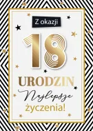 Karnet 3D z życzeniami - Z okazji 18 urodzin Najlepsze Życzenia